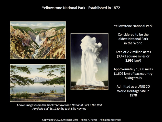 150th Anniversary - Establishment of Yellowstone National
          Park