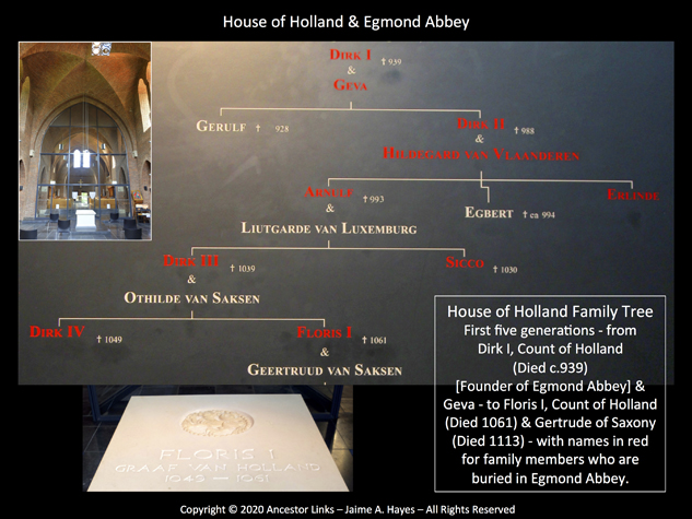 House of Holland & Egmond Abbey & Holland Family
          Tree & burials