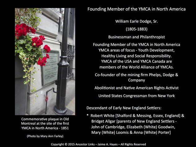 William Earle Dodge - Founding Member of the YMCA in
          North America