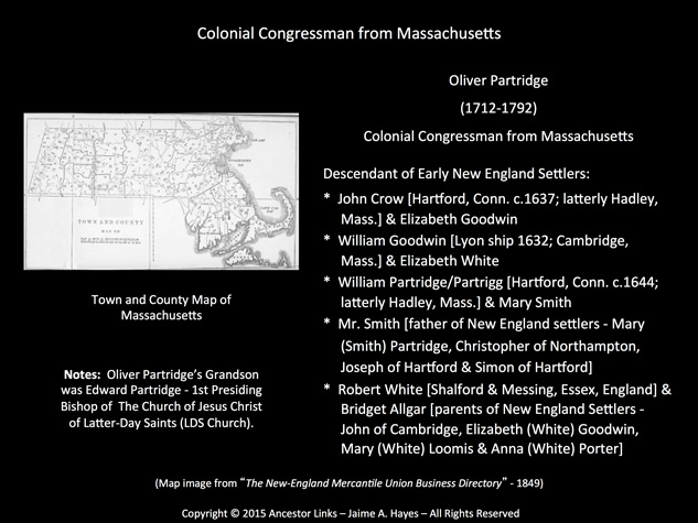 Oliver Partridge - Colonial Congressman from
          Massachusetts