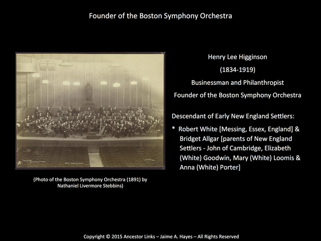 Henry Lee Higginson - Founder of the Boston Symphony
          Orchestra