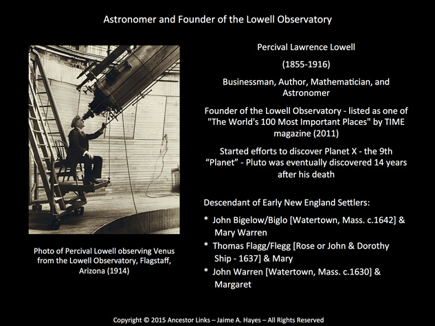 Percival Lowell - Astronomer - Founder of the Lowell
          Observatory