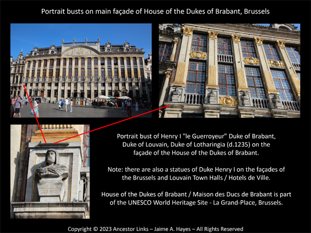Portrait busts on main façade of House of the Dukes of
          Brabant, Brussels